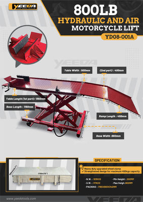 800LB Moto Lift: 200-900mm Ht, 450kg Capacity for Repair Shops/Enthusiasts/Racing