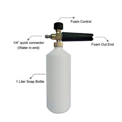 High-Pressure Snow Foam Bottle: 3000PSI, 1L Tank, 3 Modes for Car/Home/Shop Cleaning