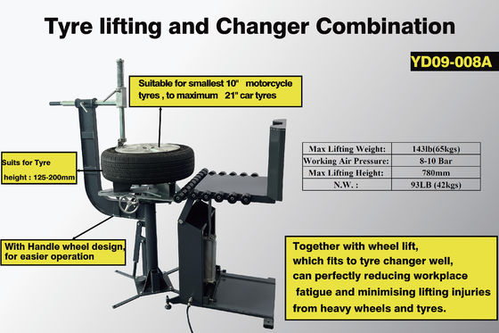 Workshop Tyre Lifting & Changer Combo, Fits 10" - 21" Tyres, Easy Operation